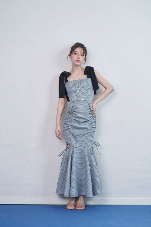 ハウンドチェックコルセットセットアップ