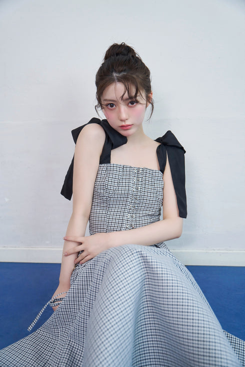 ハウンドチェックコルセットセットアップ