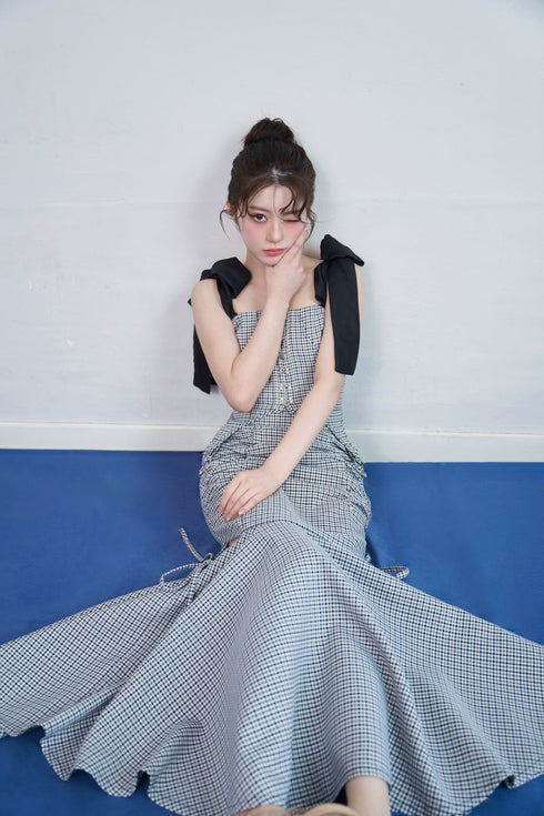 ハウンドチェックコルセットセットアップ