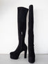 ストレッチスウェードプラットフォームニーハイブーツ