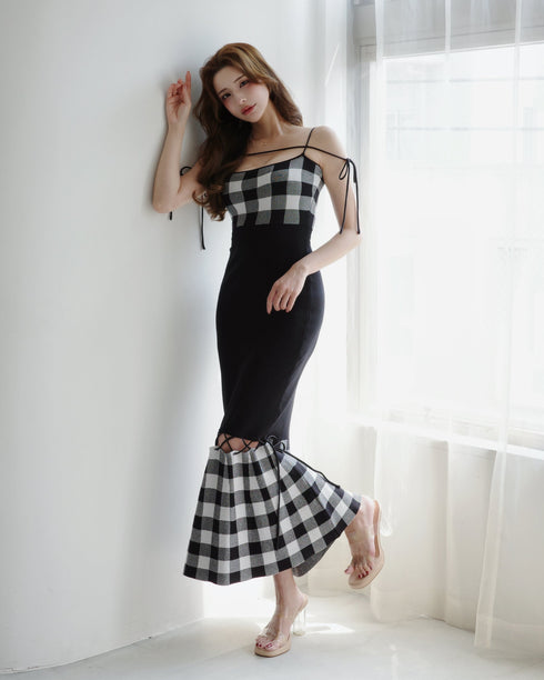 Gingham Check String Core Dress