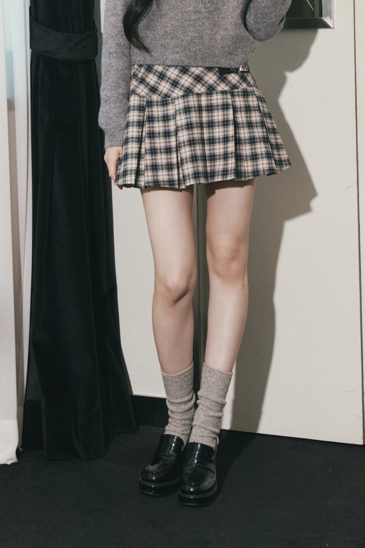 ベルテッドプレッピースカート