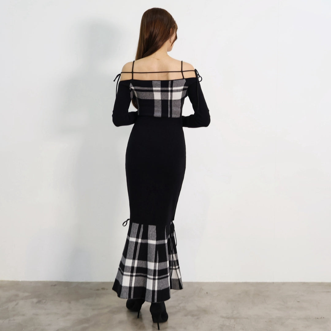 【10月下旬～11月上旬順次発送】String core plaid dress