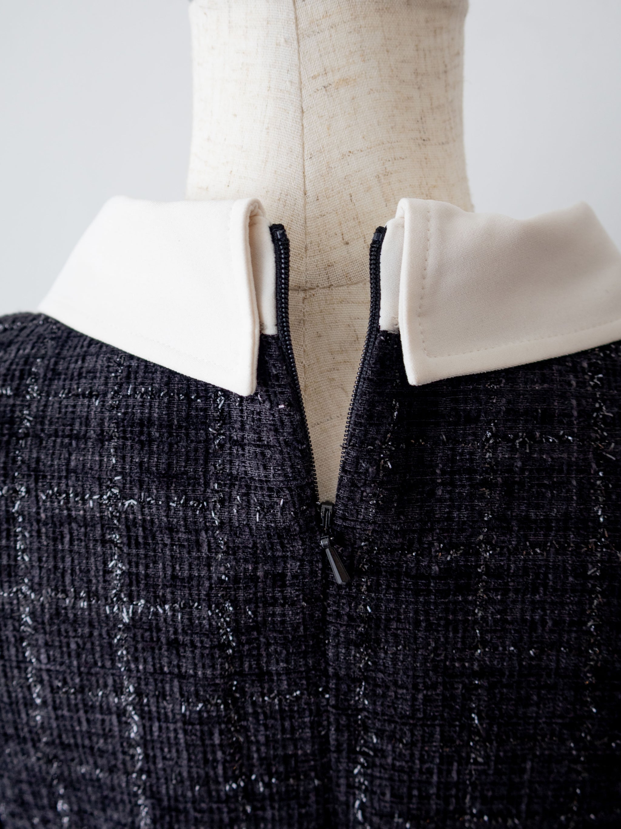 Asymmetry buckle tweed dress