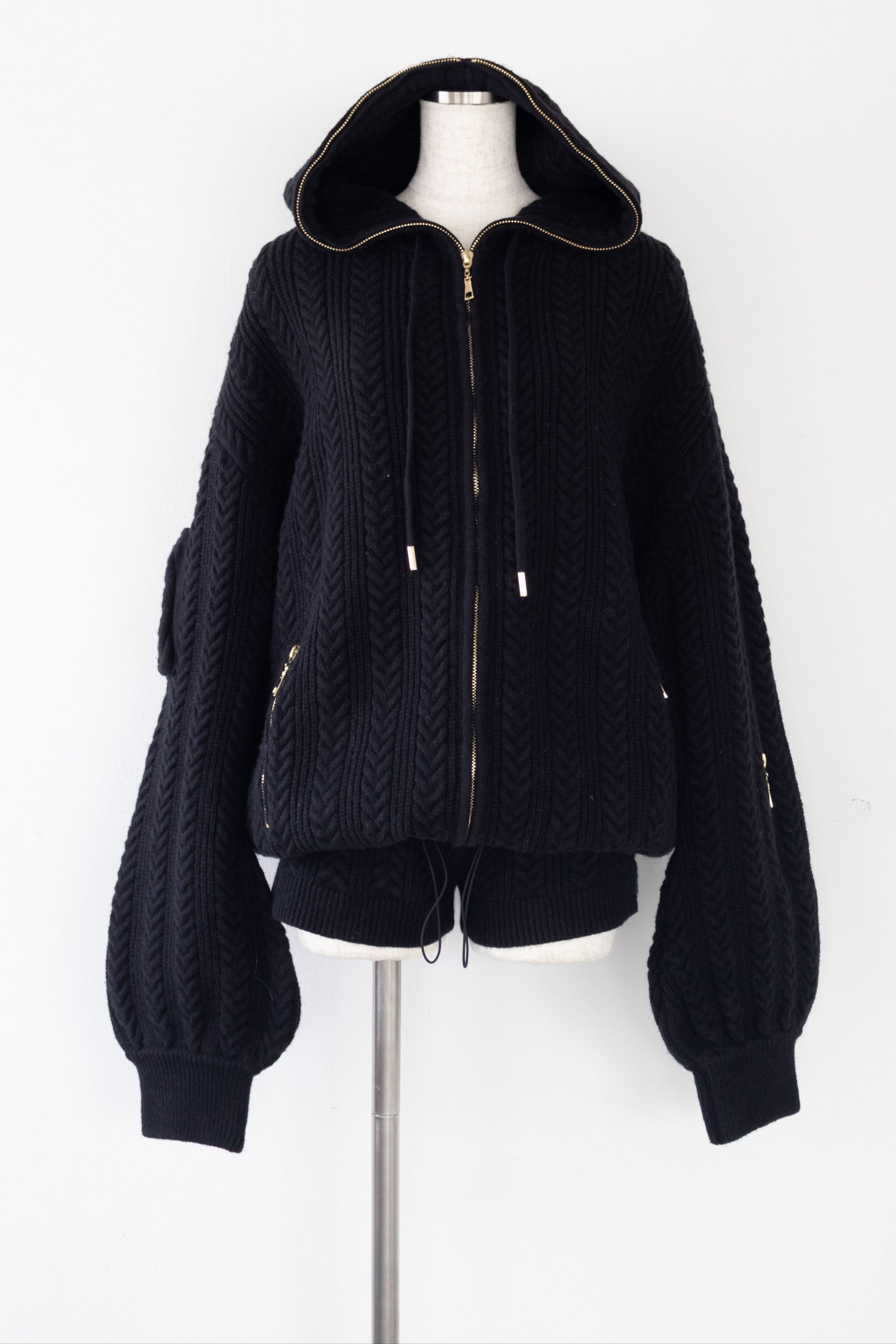 randy アシンメトリーバックルツイードパデットジャケット